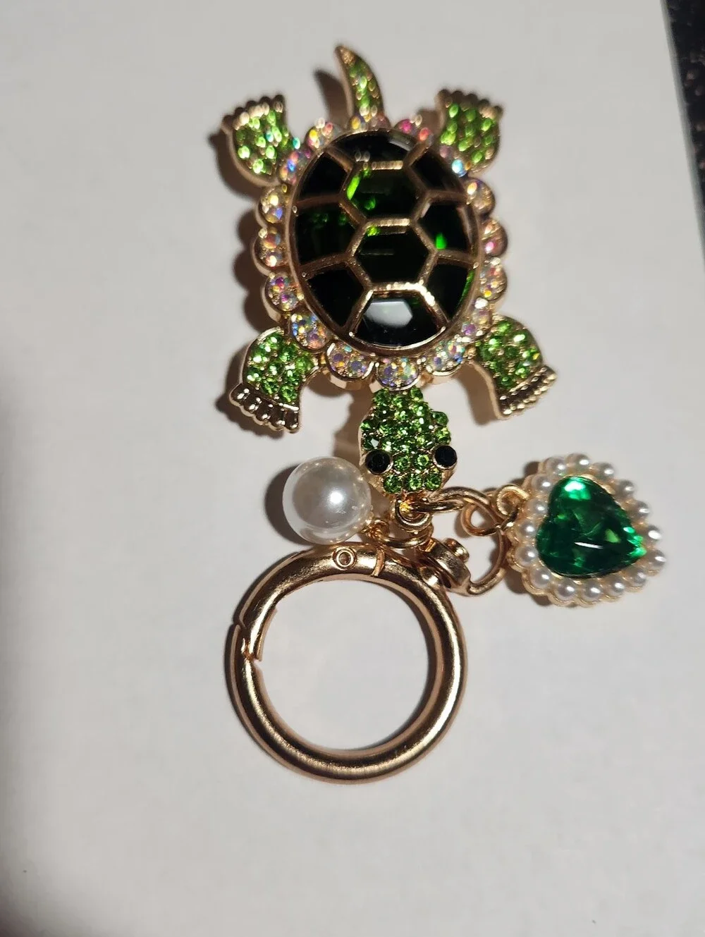 Green Turtle Stone Keychain/bag  Charm
